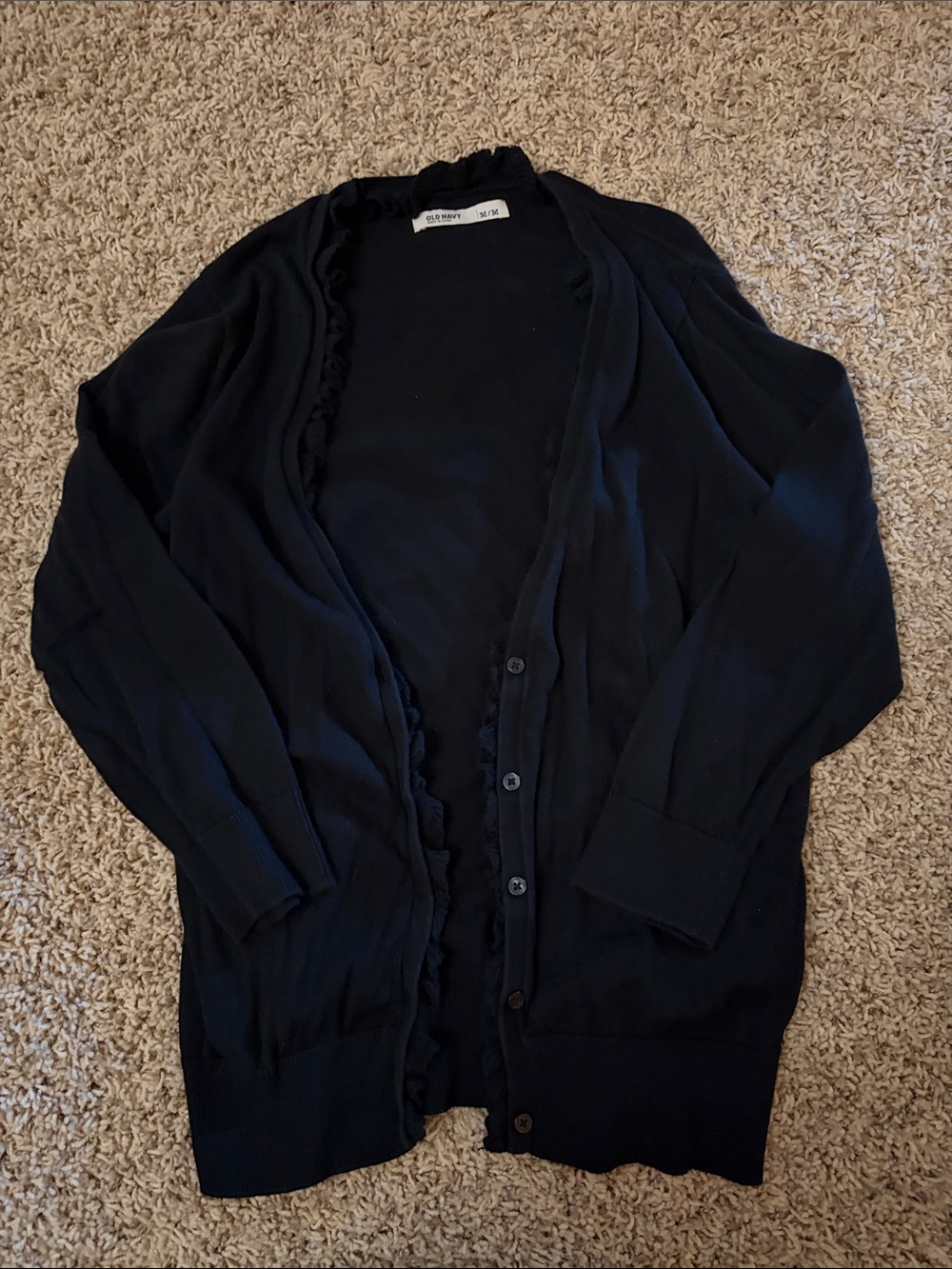 Old Navy Black Ruffle-Trim Button-Front Cardigan